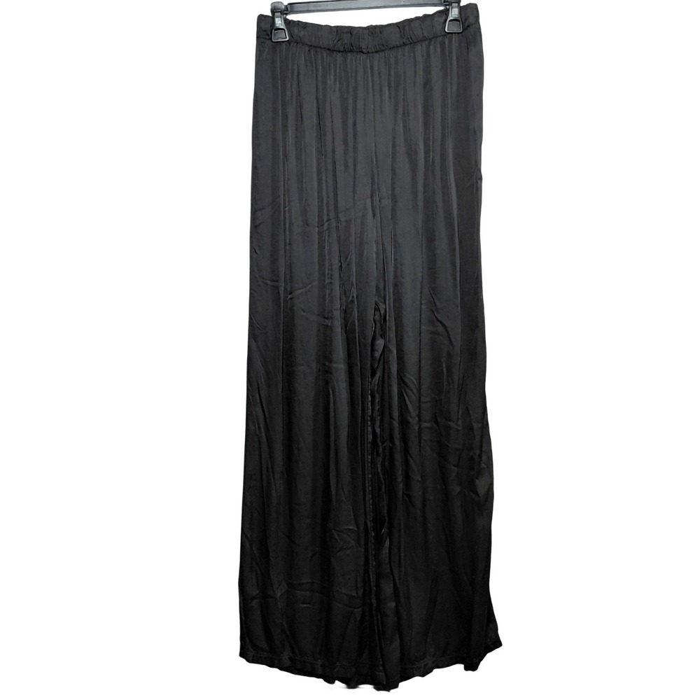 Cobblestone Living Wide Leg Flowy Pants Womens L/XL Black Silk Blend Lightweight